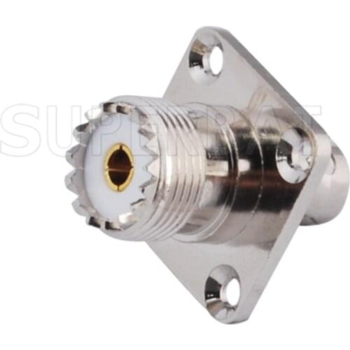 Superbat 5pcs BNC-UHF Adapter BNC Jack to UHF Female 4 Hole Panel Mount straight RF Adapter