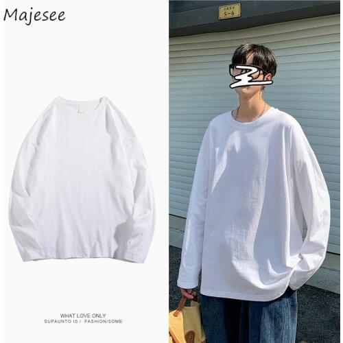 Men No Hat Hoodies Sweatshirts Solid Loose Male Basic Tees Simple All-match Long Sleeve Spring Autumn O-neck Ulzzang Fashion New
