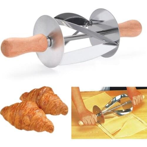 Stainless Steel Rolling Cutter for Making Croissant Bread Wheel Dough Pastry Knife Wooden Handle baking Kitchen Knife dropship