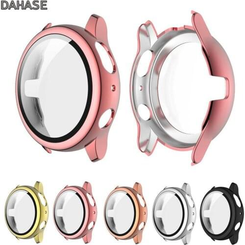Tempered Glass Screen Film Case For Samsung Galaxy Watch Active 2 44mm 40mm Cover Full Coverage Plating Protection Case
