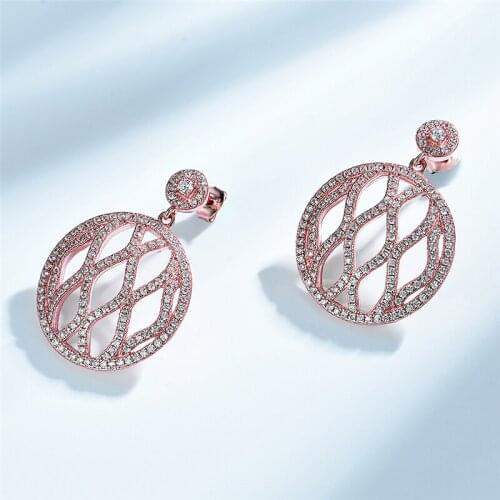 DY 925 Sterling Silver Earring CZ Dangle Drop Charm In Rose Gold Plated Hollowout Creative Earring For Women Fashion Jewelry