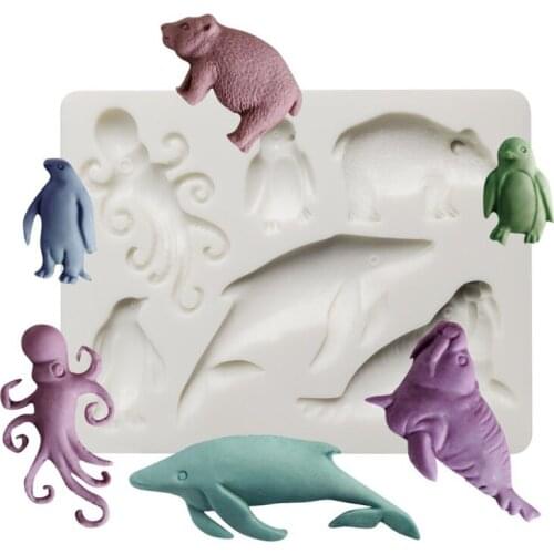 Snake Spider Keychain Resin Casting Molds Shell Conch Octopus Penguin Bear Molds