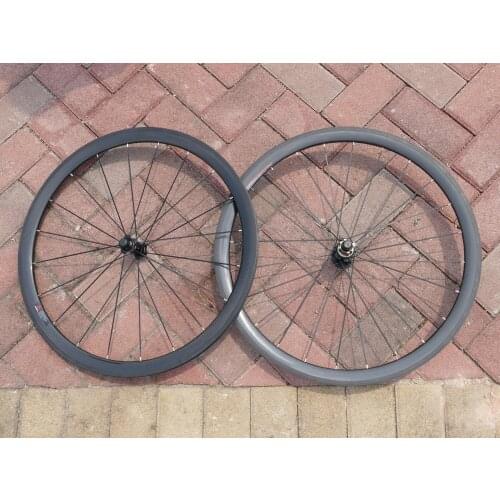 1 Pair : 3K UD Full Carbon Fiber Matt Glossy Road Bike Tubular Wheelset 38mm - 25mm Width Rim Bicycle Wheelset Basalt Brake Side