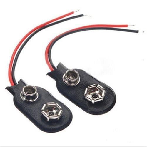 10Pcs Snap on 9V Battery Holder Clip Contor Hard Shell 10CM Cable Lead