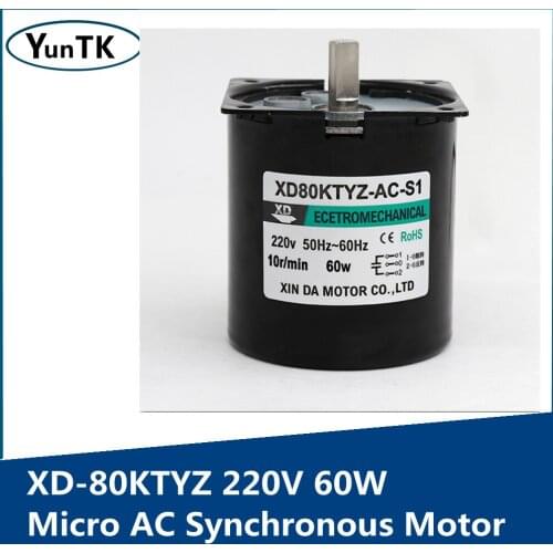 220V AC Synchronous Motor 60W Miniature Low-speed Forward and Reverse Motor Gear Reducer Large Torque Small Motor