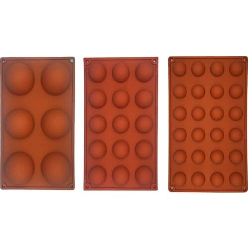 3pcs/Set Hemisphere Shape 6/15/24 Chocolate Silicone Moulds Holes Food Grade Baking Accessories Candy Mold Bakeware Kitchen Gadg