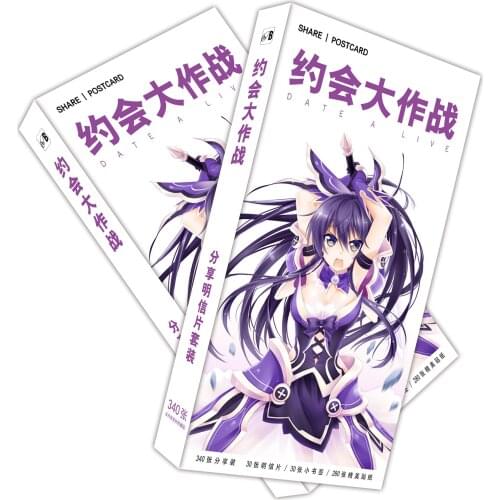 340PCS/set Anime Cos Props DATE A LIVE Tokisaki Kurumi Nightmare Postcard Model Collection Paper card Toys Gift