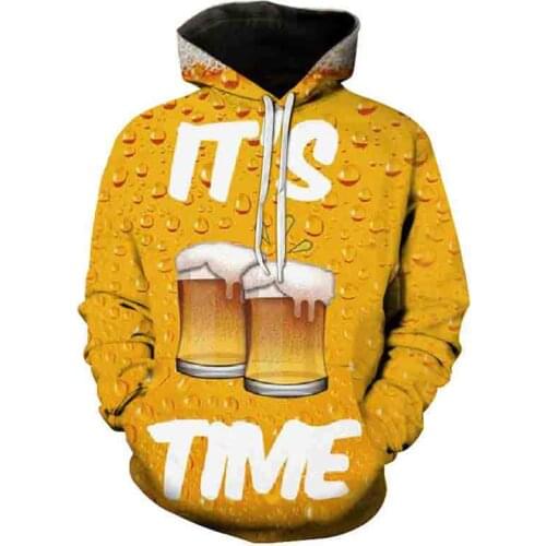 New 3D Printed Beer Hoodie Men Women Daily Casual Long Pullover Sweatshirt Teenager Children Cool Street Breathable Top Coat