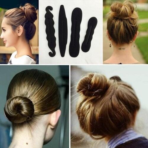 4pcs/set Magic Foam Sponges Styling Hair Clip Women Device Donut Quick Messy Bun Hairs Clips Tools