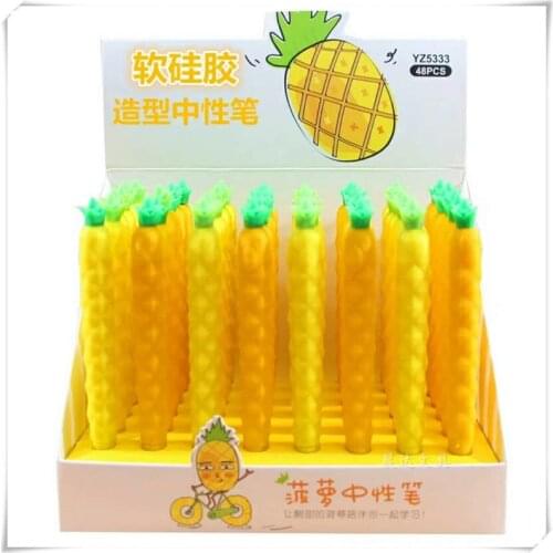 48 pcs Gel Pens The silicone pineapple black colored kawaii gift gel-ink pens for writing Cute stationery office school supplies