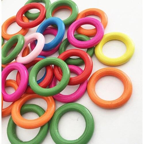 DIY handmade accessories multi-size colorful wooden rings creative toy decoration