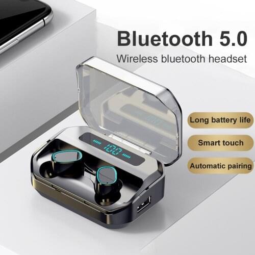 M8 Wireless Bluetooth 5.0 Digital Display Earphones In-Ear Earbuds Headphones Sports Earphones LED Power Display Sports Earbuds