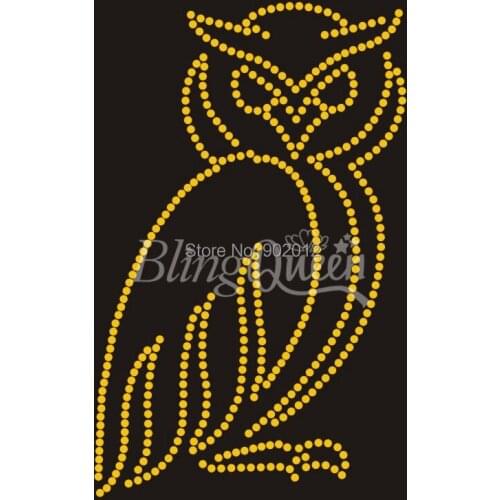 BlingQueen 25PCS/LOT Hot Fix Iron On Rhinestone Motifs Transfers Owl Design