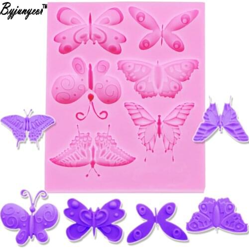 Byjunyeor M386 Butterfly Epoxy UV Resin Silicone Mold Cake Decorating Clay Gumpaste Candle Chocolate Moulds 10.5*9.2*0.8cm