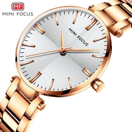MINIFOUCS Watches Women RoseGold Stainless Steel Quartz Ladys Watch Woman Waterproof Quartz Clock Wristwatches Relogio Feminino