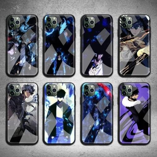 Solo leveling Cool Black Sung Jin-Woo Phone Case Tempered Glass For iPhone 12 11 Pro Max Mini XR XS MAX 8 X 7 6S 6 Plus SE 2020