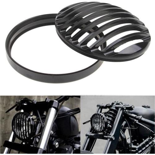 Black 5 3/4" Aluminum Motorcycle Headlight Grill Cover 2004-2014 For Harley Sportster XL 883 1200