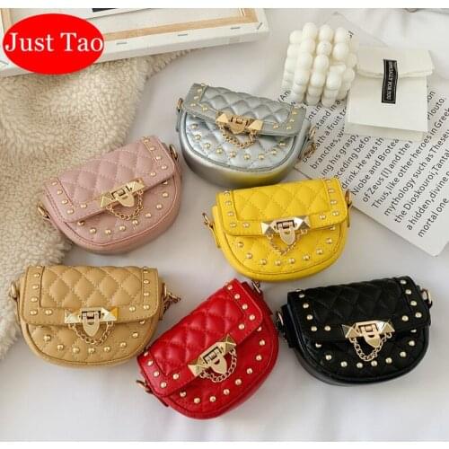 DHL Free Shipping! Just Tao 2020 new arrival Shoulder bags for Toddlers Small rivet bags Kids MIni coin wallets Baby bag JTD061