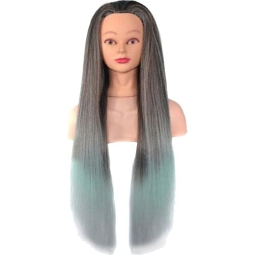 Long Synthetic Hair Training Head Model Salon Hairdresser Practice Mannequin