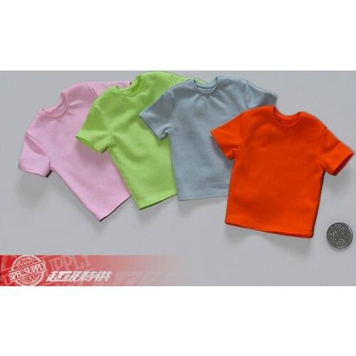 18 Colors 1/6 Scale Male/Female Figure Accessory Solid Color Short Sleeve T-shirt Clothing Model for 12'' Action Figure Body
