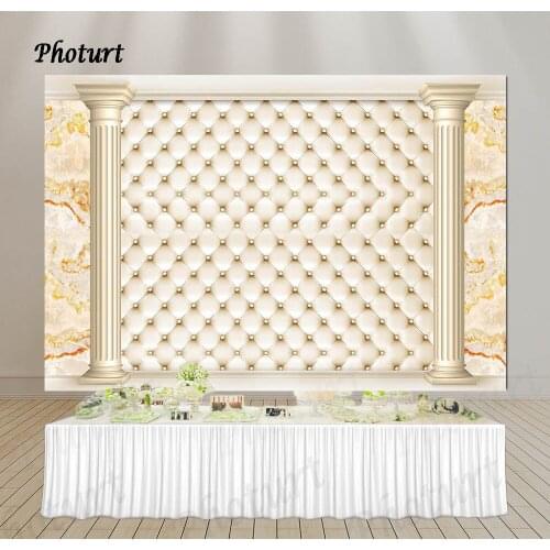 PHOTURT Headboard Decoration Backdrop Wedding Birthday Party Background Golden Stripes Vinyl Polyester Photo Studios Props
