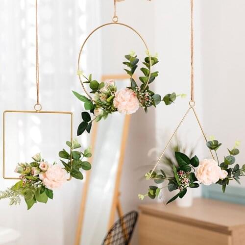 Geometric Metal Wire Round Triangle Square Hoop Frame for DIY Flower Arrangement Wreath Macrame Wall Hanging Backdrop Decors