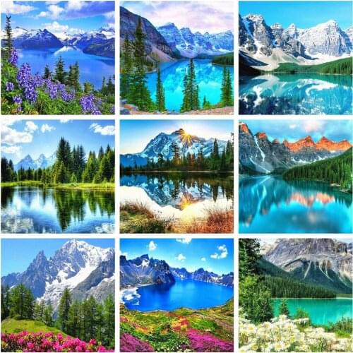 Huacan 5D Diamond Painting New Landscape Diamond Mosaic Full Mountain Pictures Of Rhinestones Wall Art
