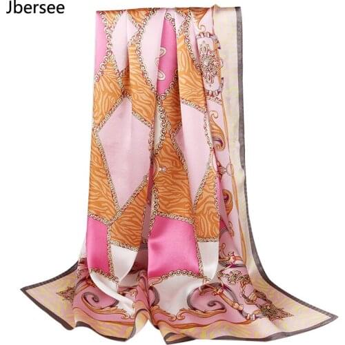 Jbersee Silk Scarf Luxury Brand Scarfs for Ladies Bandana Scarf Women Shawl Scarves Echarpe Hiver Femme WN001