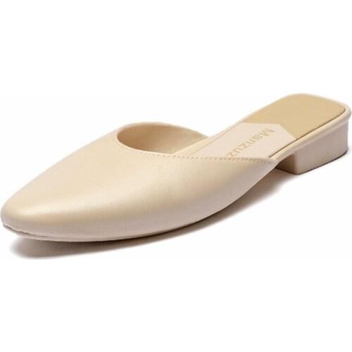 2020Musim Panas Baru Tumit Rendah Outdoor Baotou Sandal Eropa dan Amerika Fashion Sederhana Wanita Malas Sandal