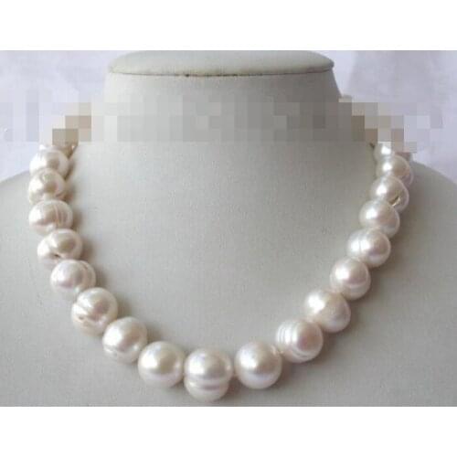 10-11mm round baroque white freshwater cultured pearl necklace h86