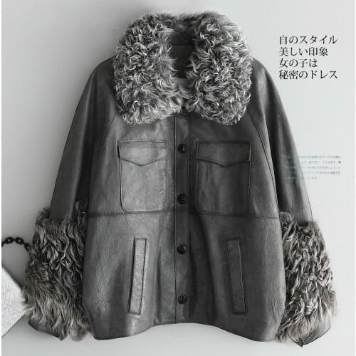 100% Real Fur Sheepskin Duck Down Coat Female Winter Wool Collar Warm Down Jacket Women Korean Genuine Leather Jacket Hiver 2171