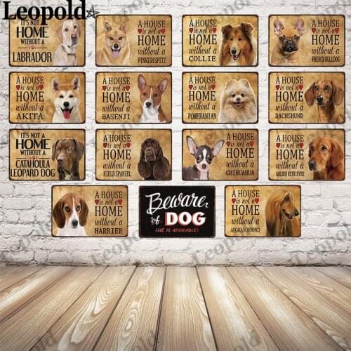 Metal Tin Poster Sign Warm and Cute Dog Tin Poster Labrador Corgi Room Home Decoration Metal Plate Wall Art 20X30Cm