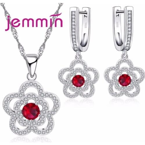 Fashion Crystal 925 Sterling Silver Wedding Jewelry Sets Statement Necklace Rhinestone Woman Jewellery Sets Bijoux Femme