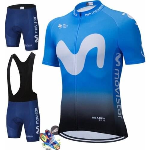 Movistar Team Cycling Clothing Men Cycling Set Bike Clothing Breathable Anti-UV Bicycle Wear/Short Sleeve Cycling Jersey Sets