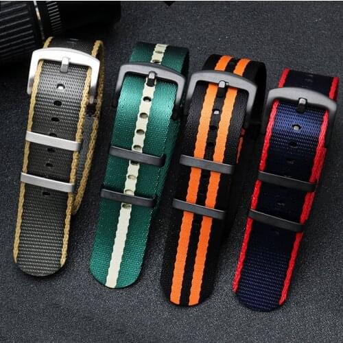 New Nato Strap 20mm 22mm Watch Strap Gloss Smooth Nylon Seatbelt For James Bond 007 Military Waterproof Watch Band #C