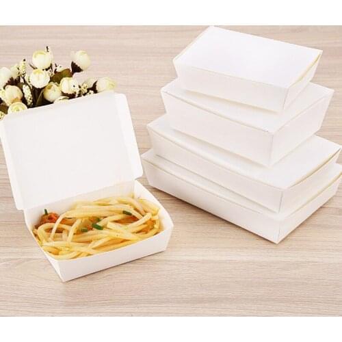 Disposable Box Paper Meal Box Takeaway Case Packaging Tools Big Capacity Thickened Eco-food Box Degradable Lunch Box 100pcs/pack