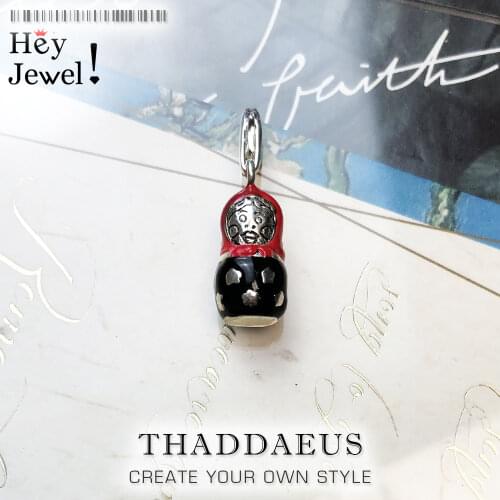 Russian Doll Matroschka Charms Fit Bracelet, European Bijoux Handmade 925 Sterling Silver Jewelry for Ladies & Men Europe Gift