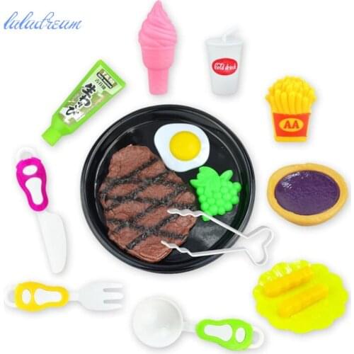 Hot Children Play House Toys Plastic steak ice cream food cutting toys Kitchen toys set