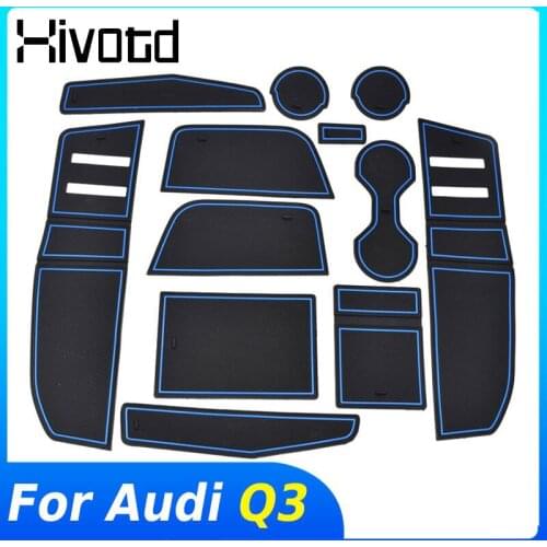 Hivotd For Audi Q3 2020 2019 Gate Slot Pad Rubber Door Pad Dust Mat Mug Cup Coasters Mat Foot Cushion Anti-Slip Mat Accessories