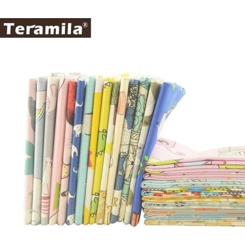 Teramila 100% Cotton Fabric Meter Cartoon Animal Design Telas Por Metro DIY Patchwork Baby Cloth Bedsheet Craft Tissus Au Metre
