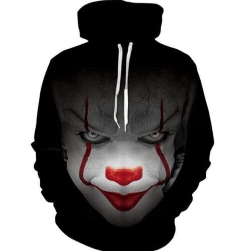 New movie IT Pennywise Clown Stephen King 3D print hoodies Horror Movie Hoody Sweatshirt COSPLAY Sportswear Tracksuit
