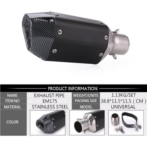 Universal 51mm Motorcycle Exhaust Muffler Carbon Fiber Pipe Motocross Exhaust Tip Tail Tube Silencer For Scooter Dirt Pit Bike