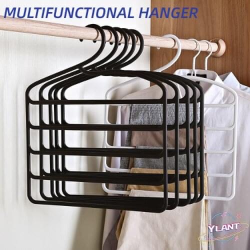 5 Layers Hanger Storage Rack MultiFunctional Pants Hangers Holders Trousers Clothes Hanger Space Saver Wardrobe Closet Organizer