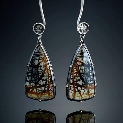 Vintage Big Druzy Resin Dangle Earrings For Women Bohemian Indian Earring Wedding Party Jewelry Gifts Accessories Brinco