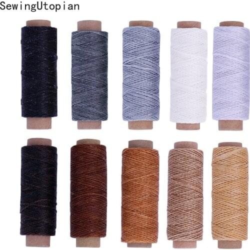 10PCS 50m 150D Sewing Waxed Flat Wax Line Stitching Threads Cord Set Sewing Thread Wax Line Stitching Threads for Leather Craft