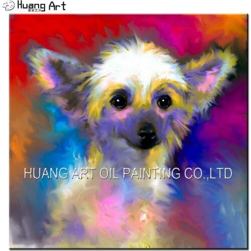 High Skills Artist Handmade High Quality Modern Animal Dog Oil Painting on Canvas Funny Chihuahua Canvas Wall Art Dog Painting