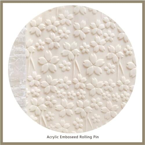 Japanese Flowering PATTERN Cupcake Decoration Non-stick Acrylic 3D Rolling Pins Cookies, Clay and Art Projects