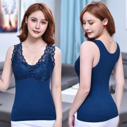 Women 2021 Autumn Winter Fashion Solid Color Underwear Tops Female Tight Bottoming Vest Tops Ladies Thicken Warm Slim Tops D430