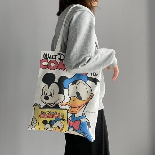 Disney Cartoon Mickey Ladies Shoulder Bag Fashion Casual Large-capacity Storage Bag Canvas Wild Donald Duck Student Shoulder Bag