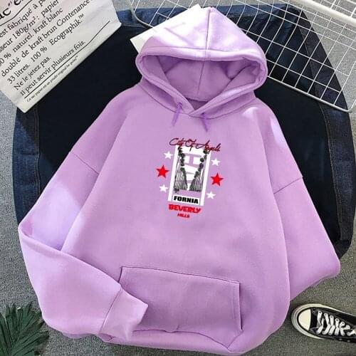 Fornia Beverly Hillls Letter Print City Retro Korean Style Hoodies Women Warm Streetwear Harajuku Sweatshirt Kawaii Hoody Ladies